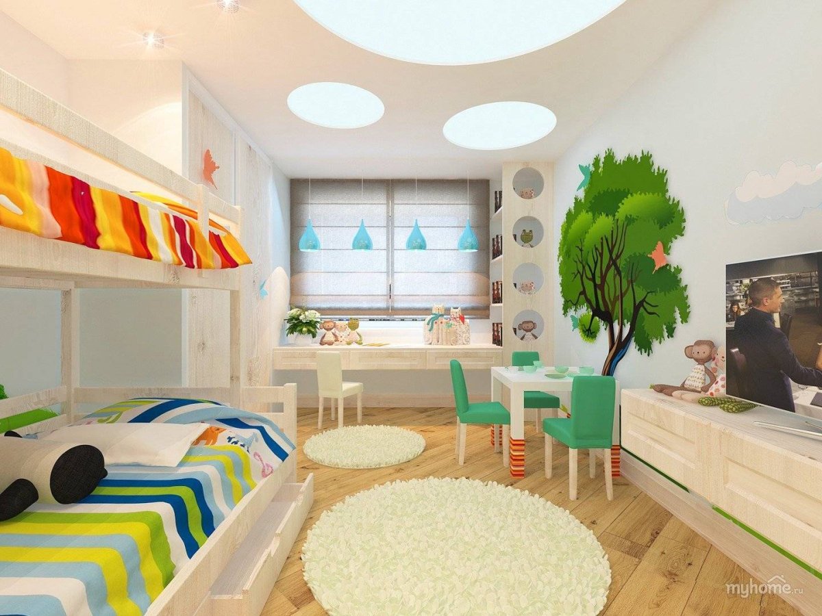 Совмещенная спальня для девочки и мальчика