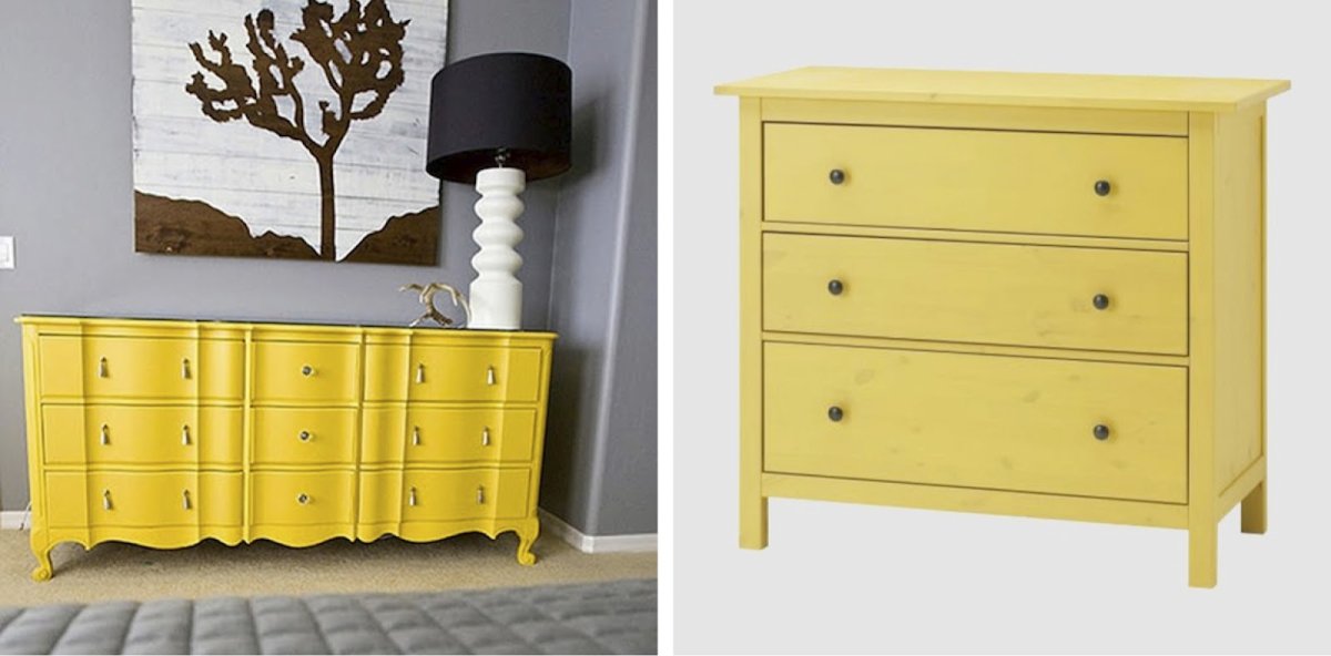 Желтый комод на ножках