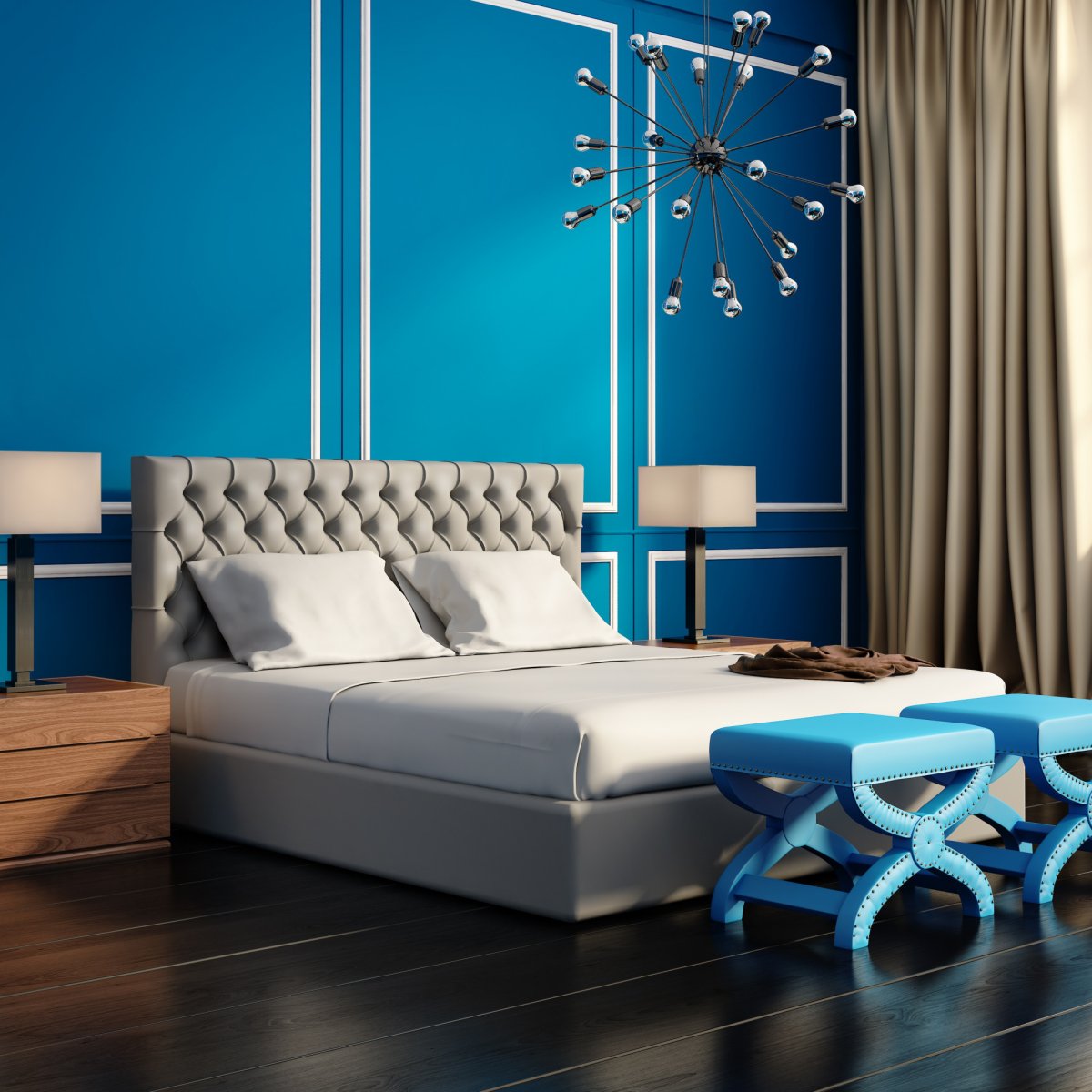 Спальня в серо голубом цвете