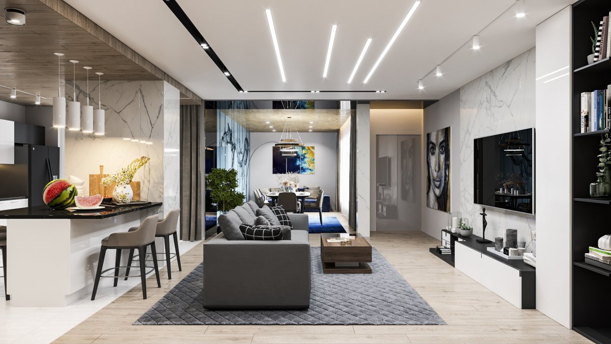 Световые линии на кухне