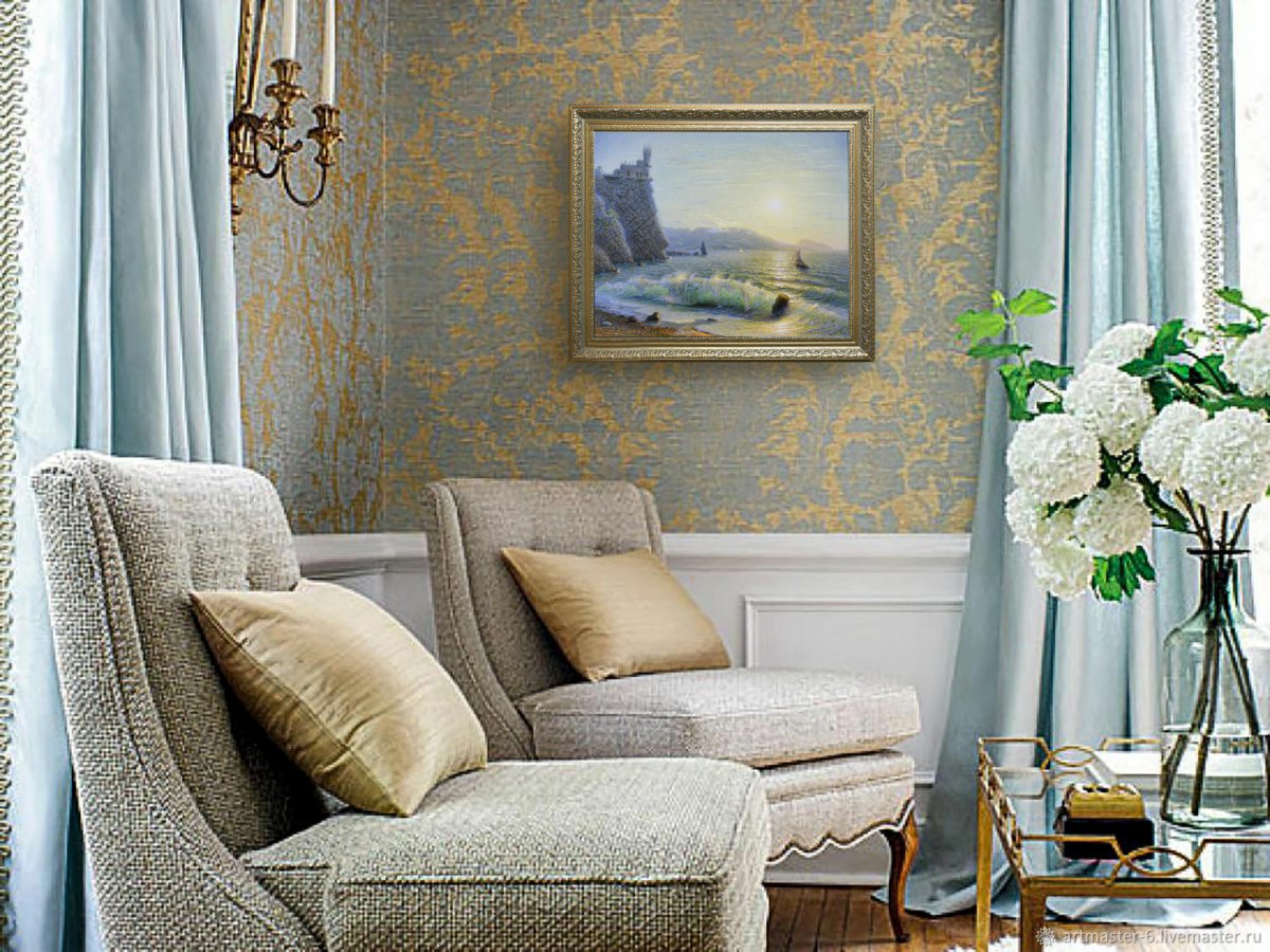 Шоколадные шторы в интерьере спальни