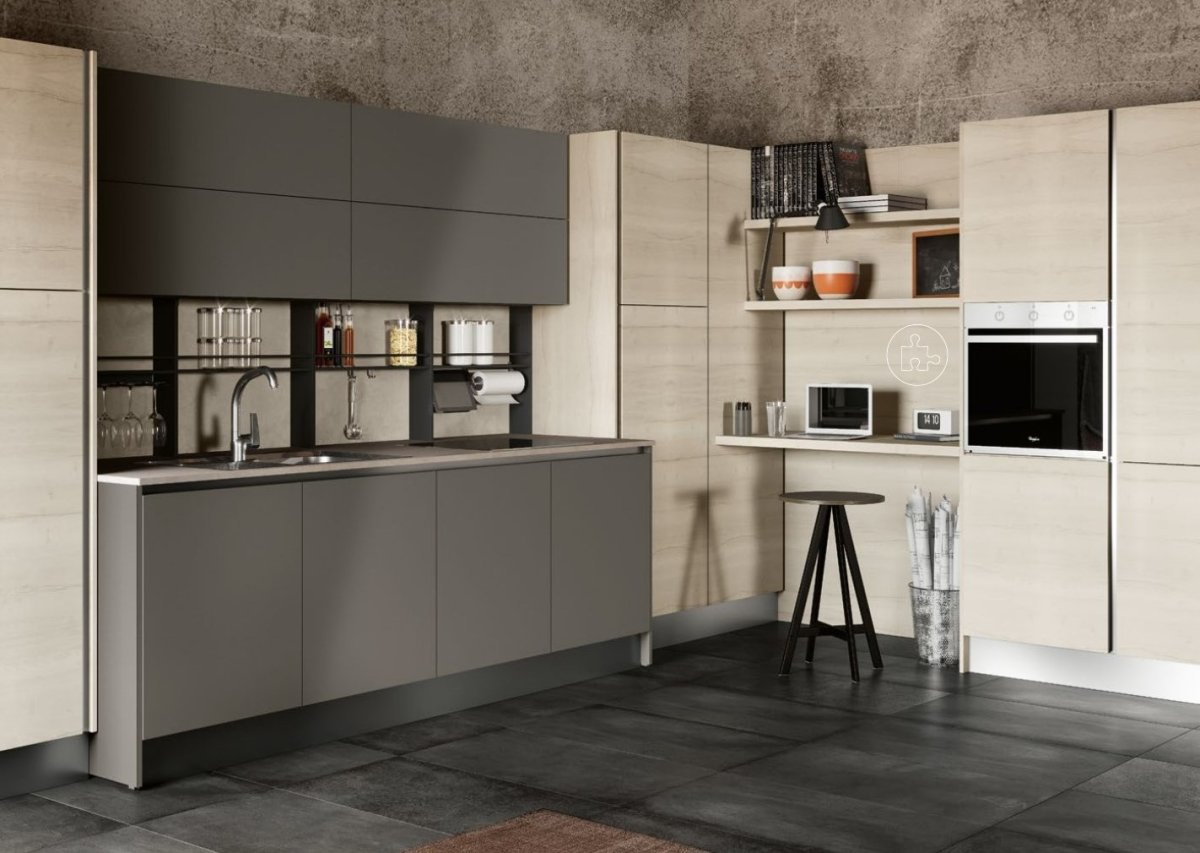 Кухня серый глянец