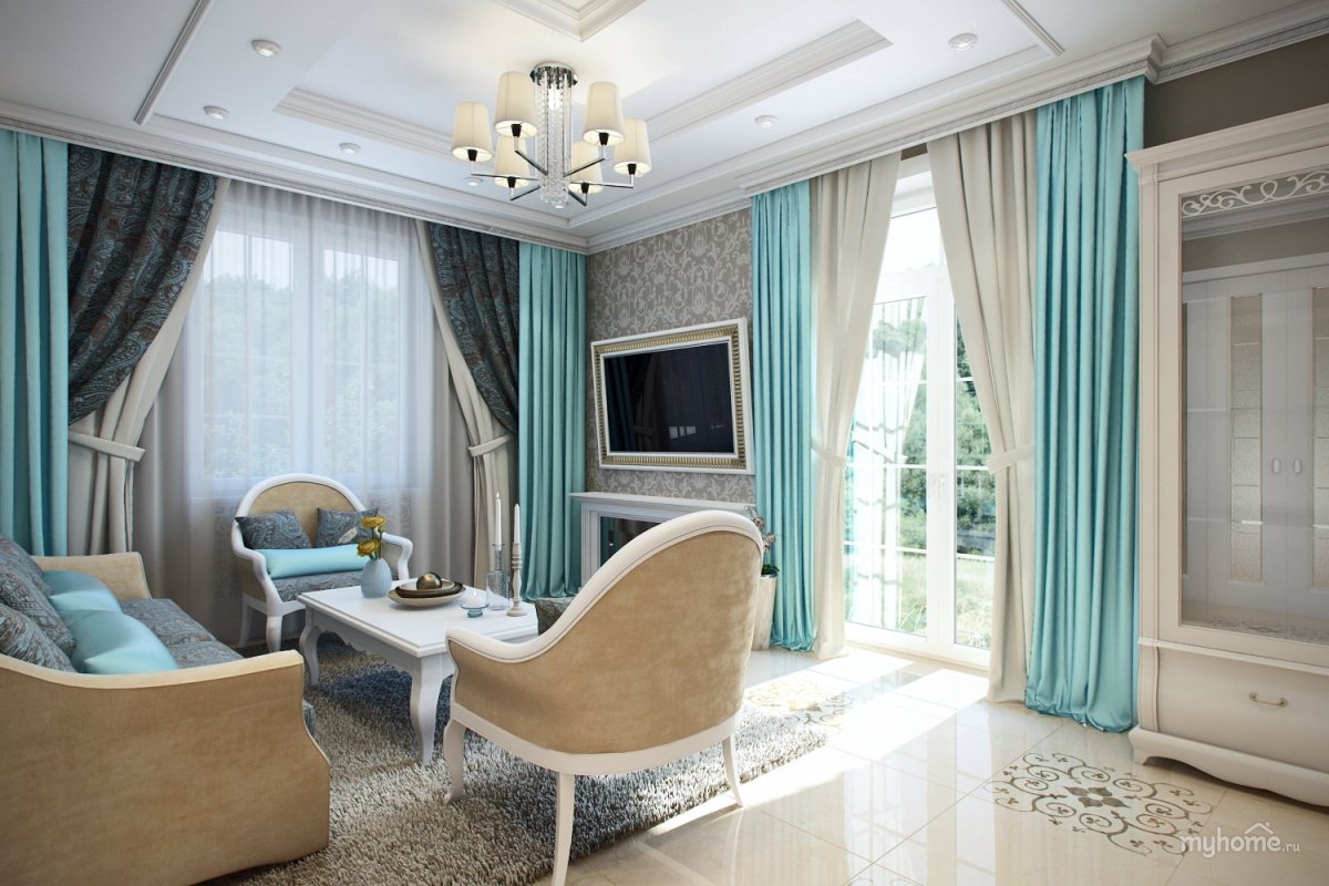 Бирюзовые шторы