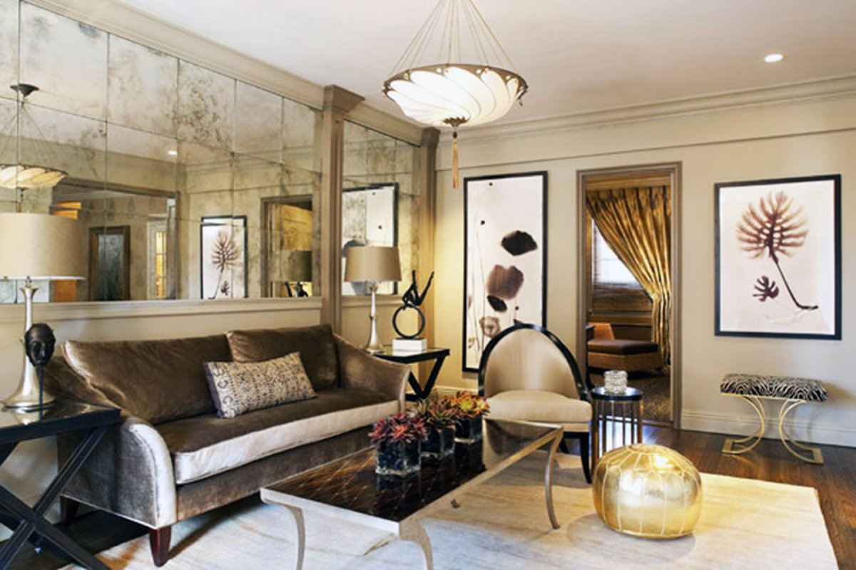 Зеркальная стена в гостиной большие зеркала