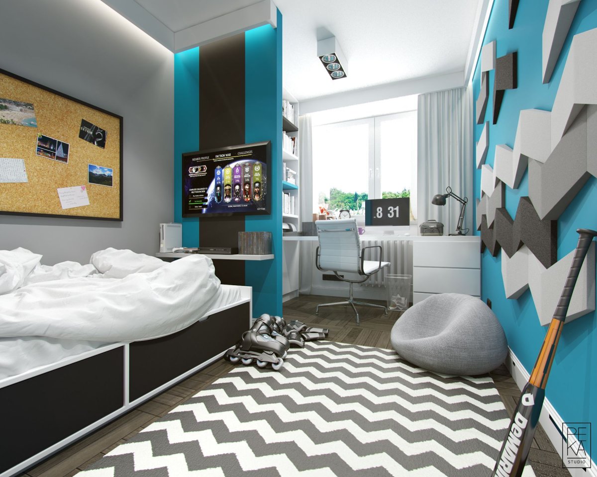 Спальня мальчика вытянутая
