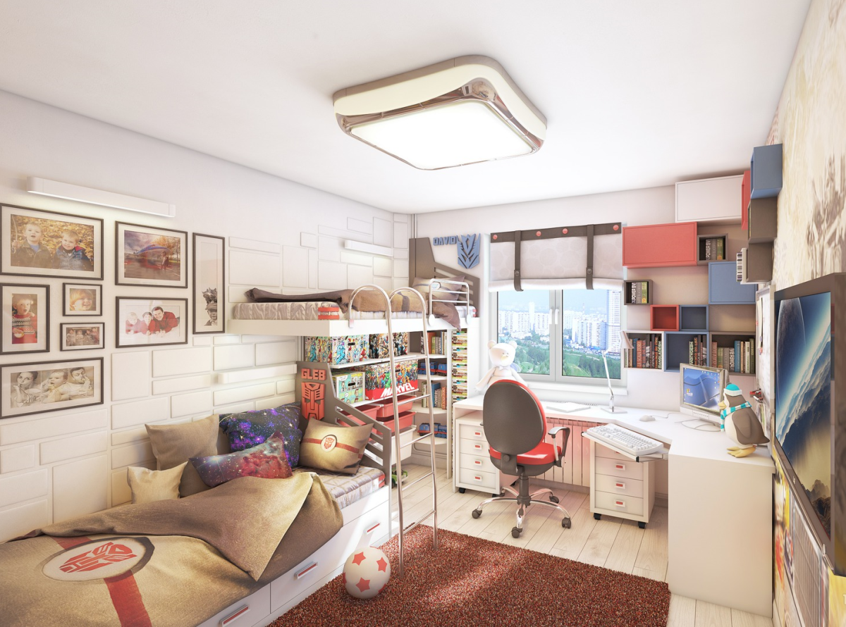 Планировка детской для двух мальчиков