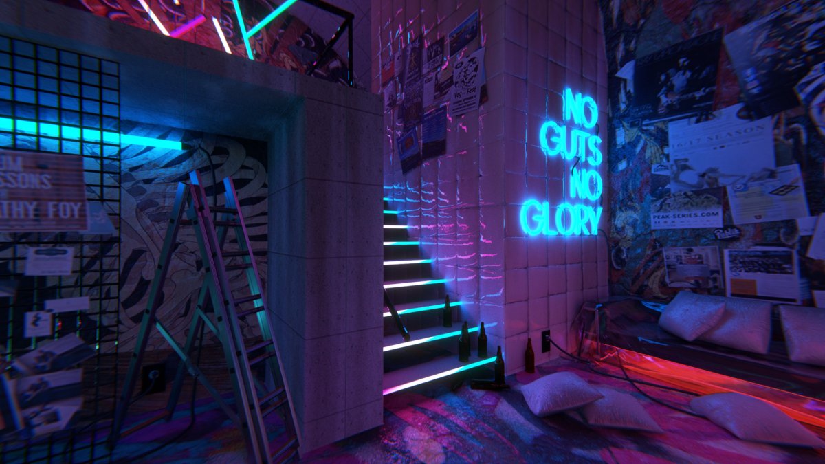 Комната с фиолетовой подсветкой