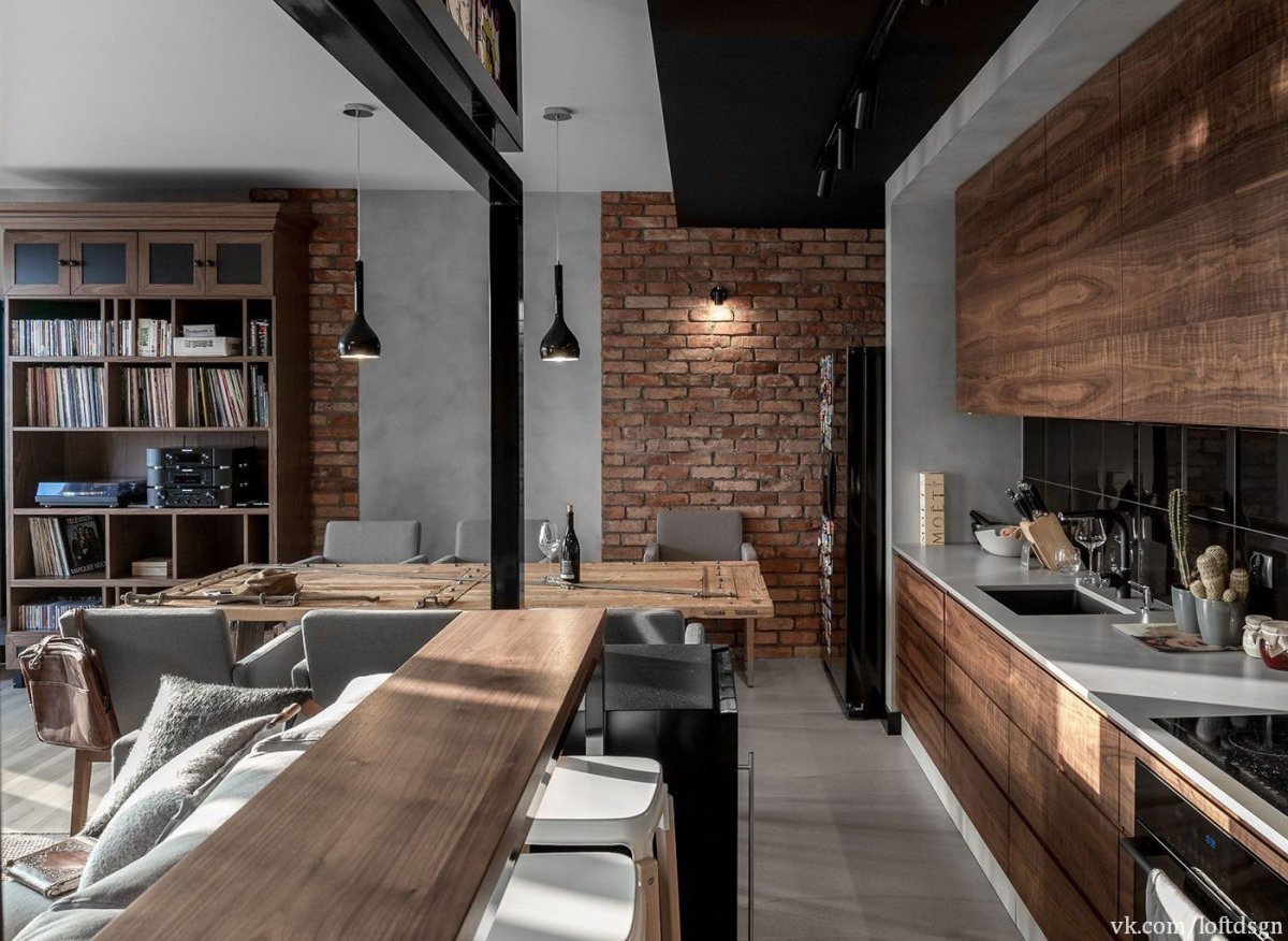 Кухня в стиле лофт 12м2