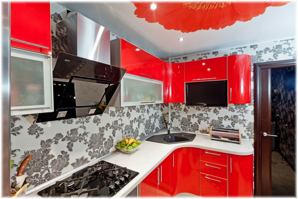 Скинали кухонный фартук красный
