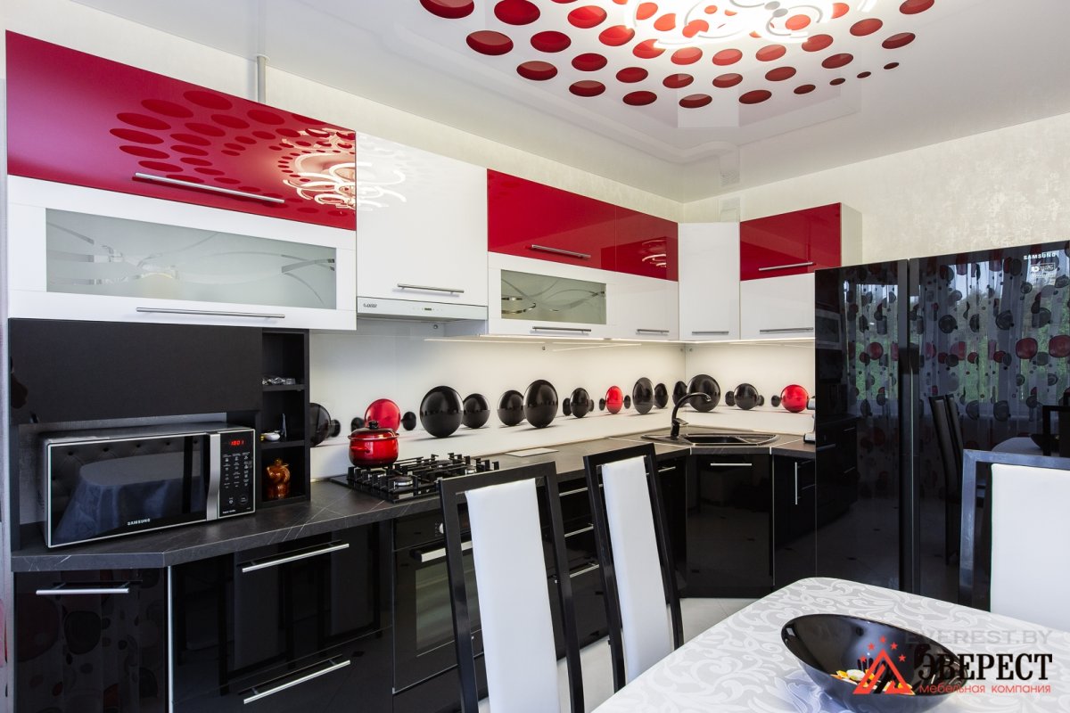 Обои для кухни красно черного цвета