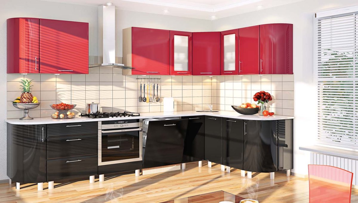 Красная угловая кухня