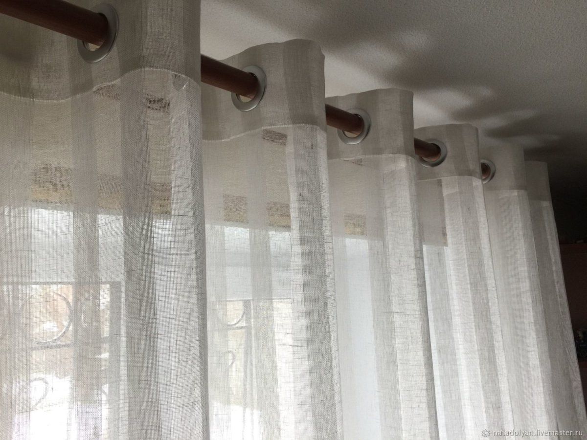 Льняные шторы на люверсах