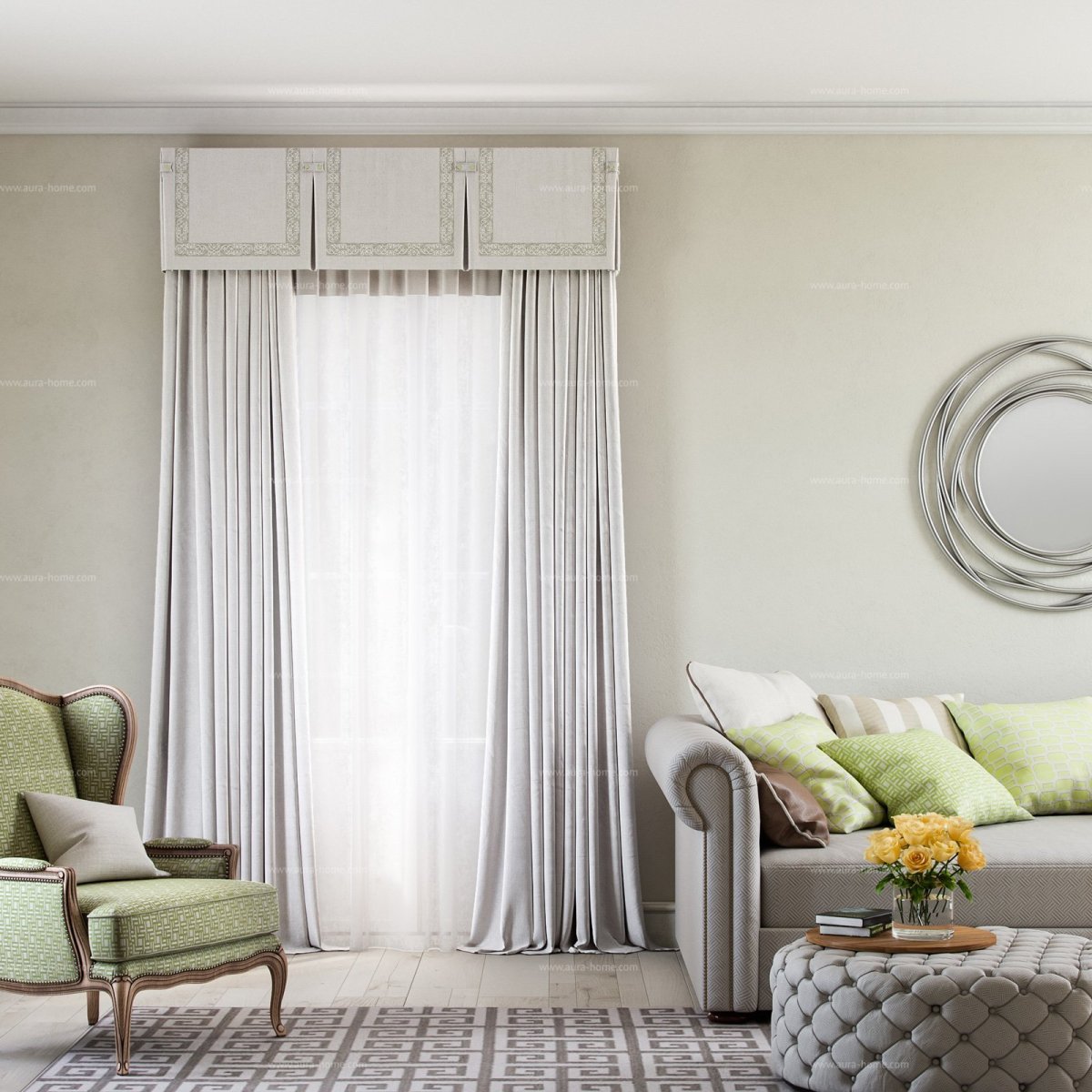 Шторы в гостиную современная классика