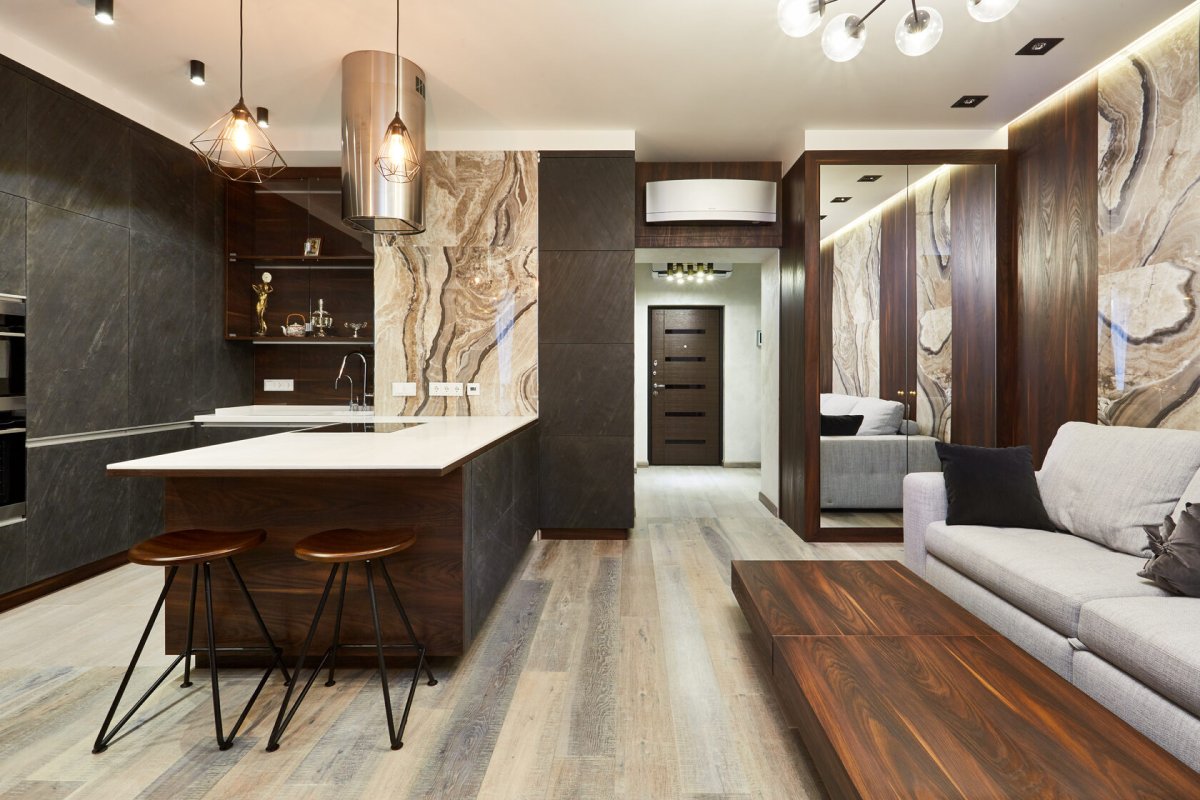 Каменный шпон Slate Lite в интерьере