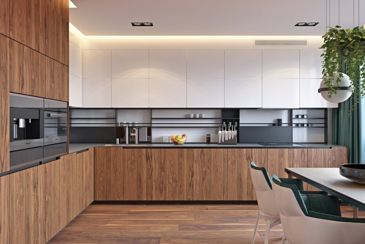 Кухня с раздвижными фасадами