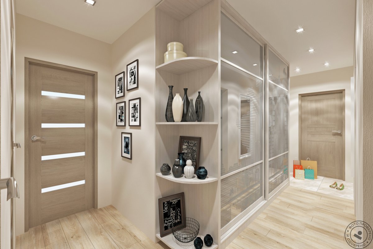 Прихожая в серо бежевых тонах