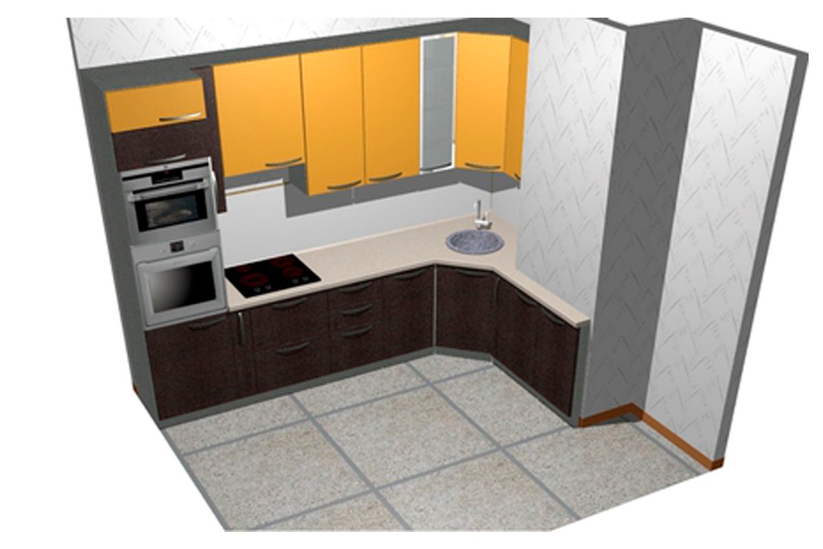 Кухня с наружным углом