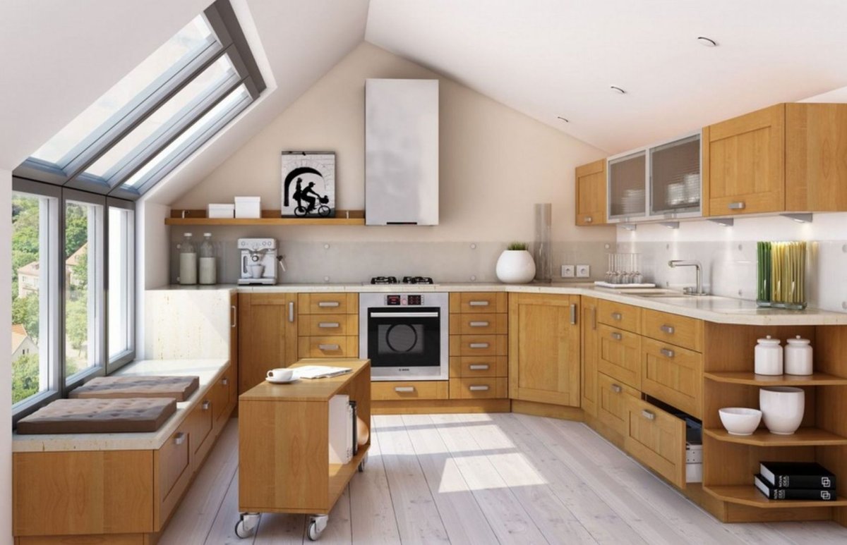 Маленькая кухня на мансарде