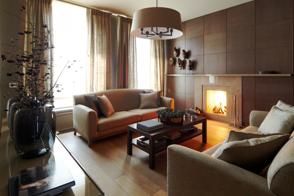 Люстра в зал в интерьере