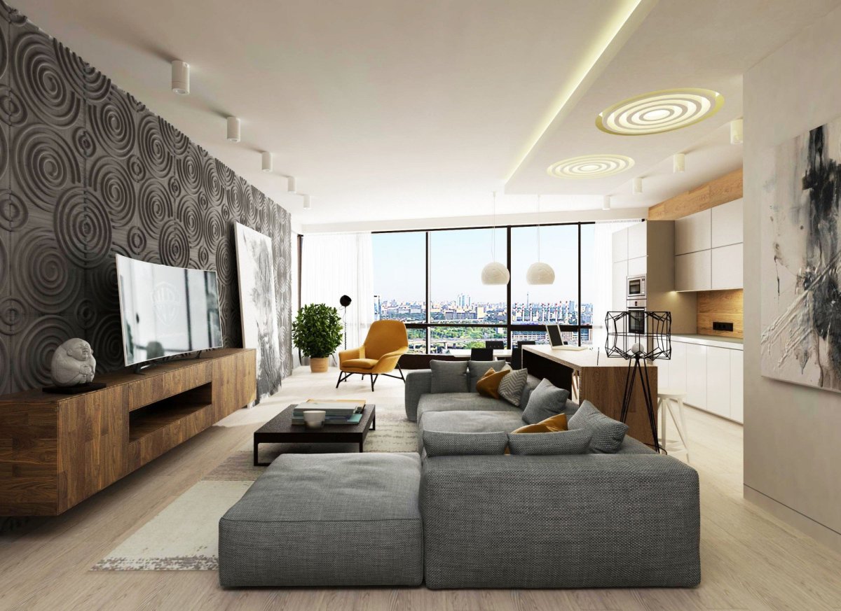 Гостиная столовая в американском стиле