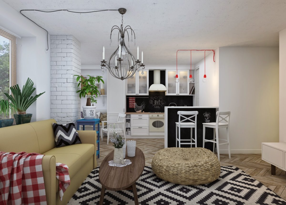 Кухня гостиная икеа 13м