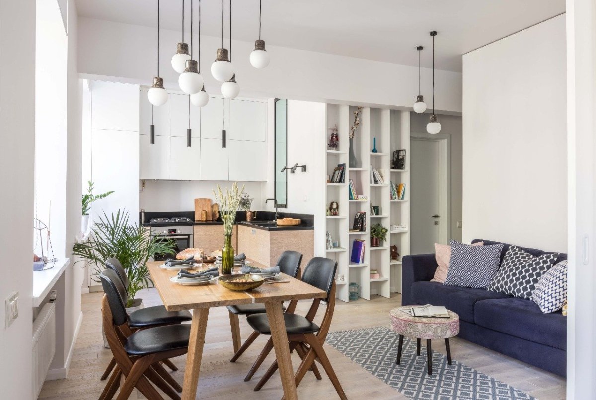 Сканди кухня гостиная 20 м2