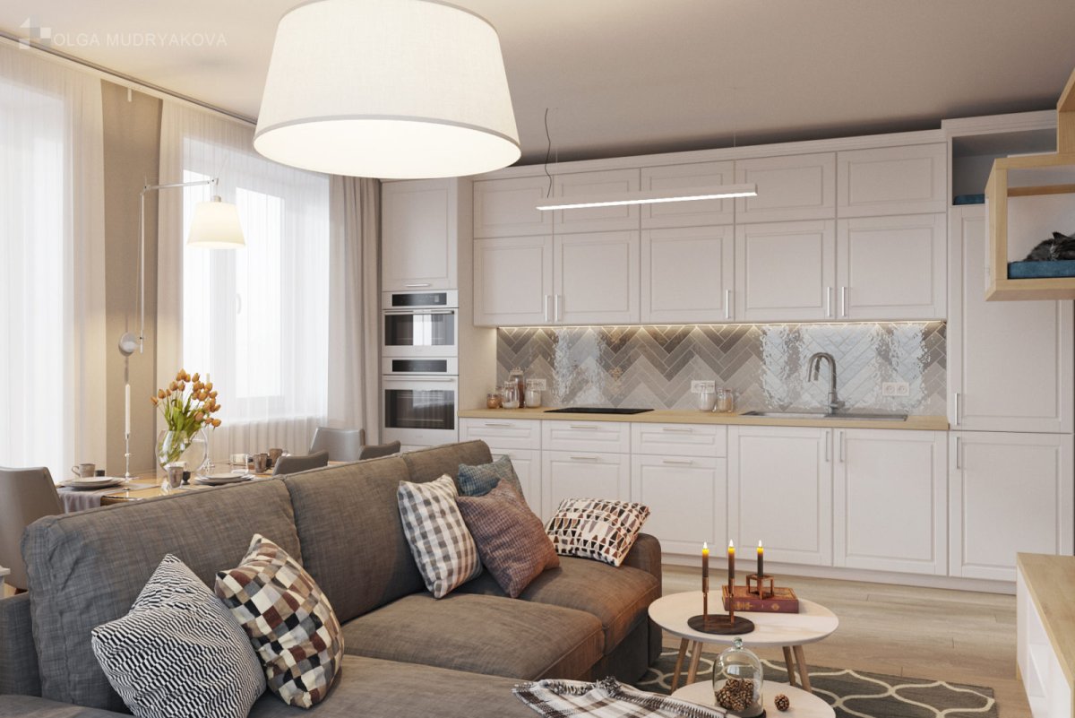 Кухня гостиная 32 кв. икея