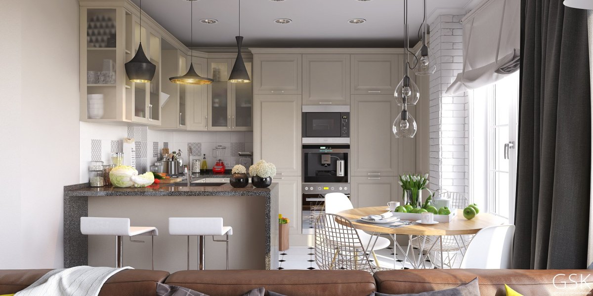 Кухня гостиная икеа