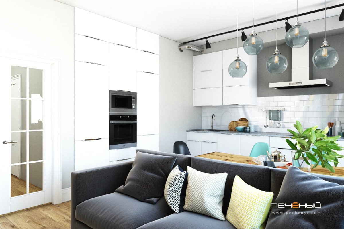 Сканди кухня гостиная икеа