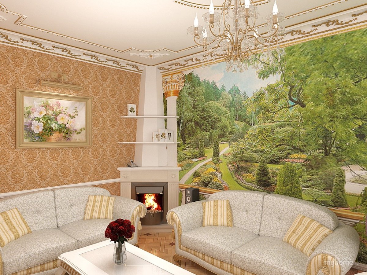 Панорамные обои для стен в интерьере