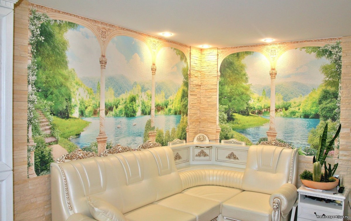 Фреска на стену в гостиной