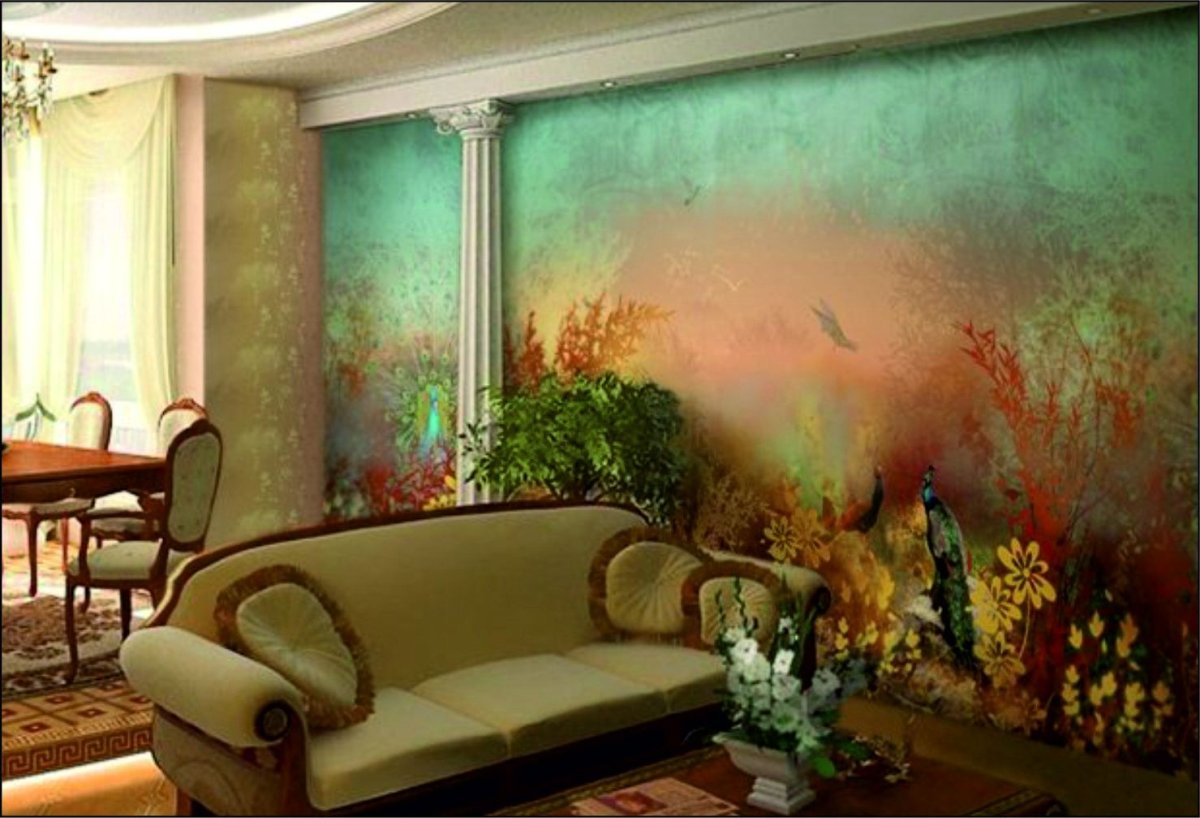 Фрески в интерьере гостиной