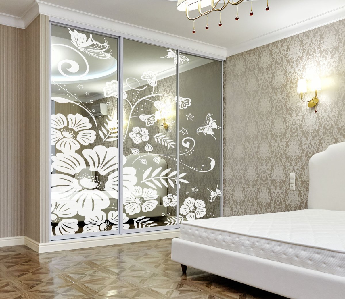 Шкаф купе с пескоструйным рисунком