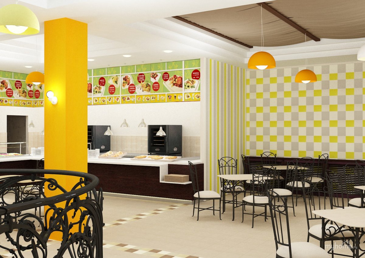 Сочетание цветов в интерьере школьной столовой