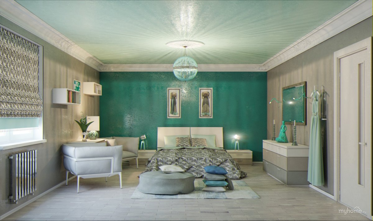 Декоративная штукатурка в бирюзовых тонах