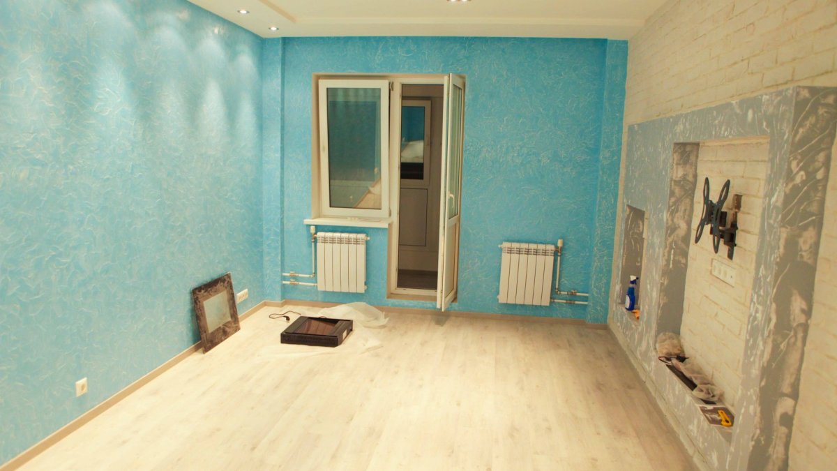 Венецианская штукатурка в квартире бирюзовый