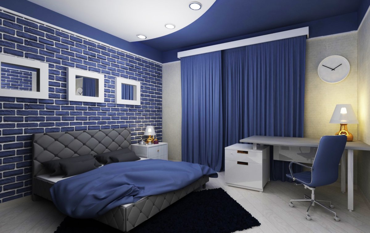 Серый интерьер комнаты подростка