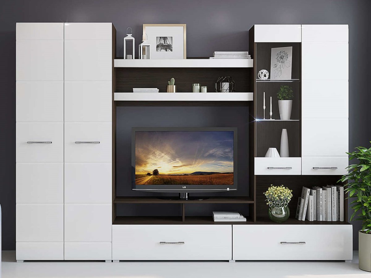 Стенка Леонардо белый глянец