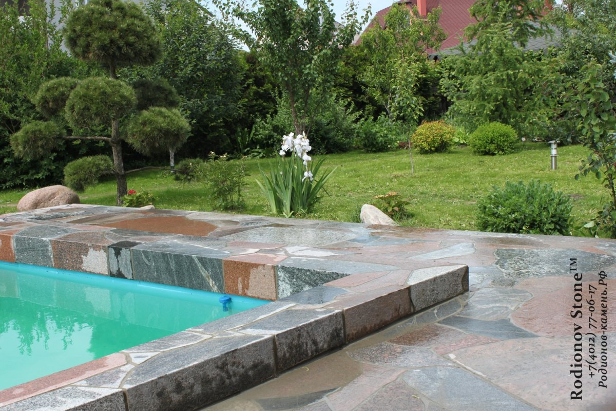 Отделка бассейна натуральным камнем