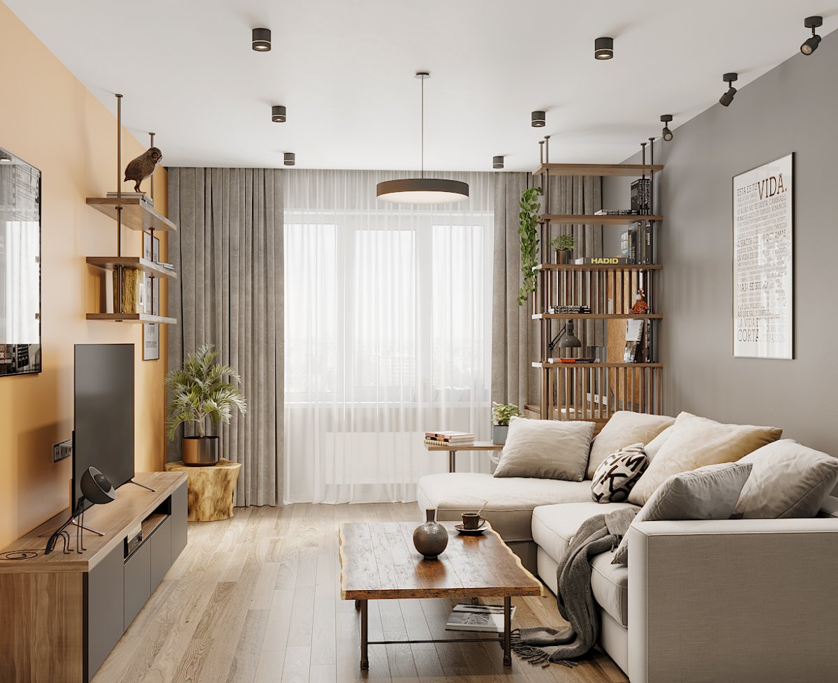 Гостиная Скандинавский стиль 15квм