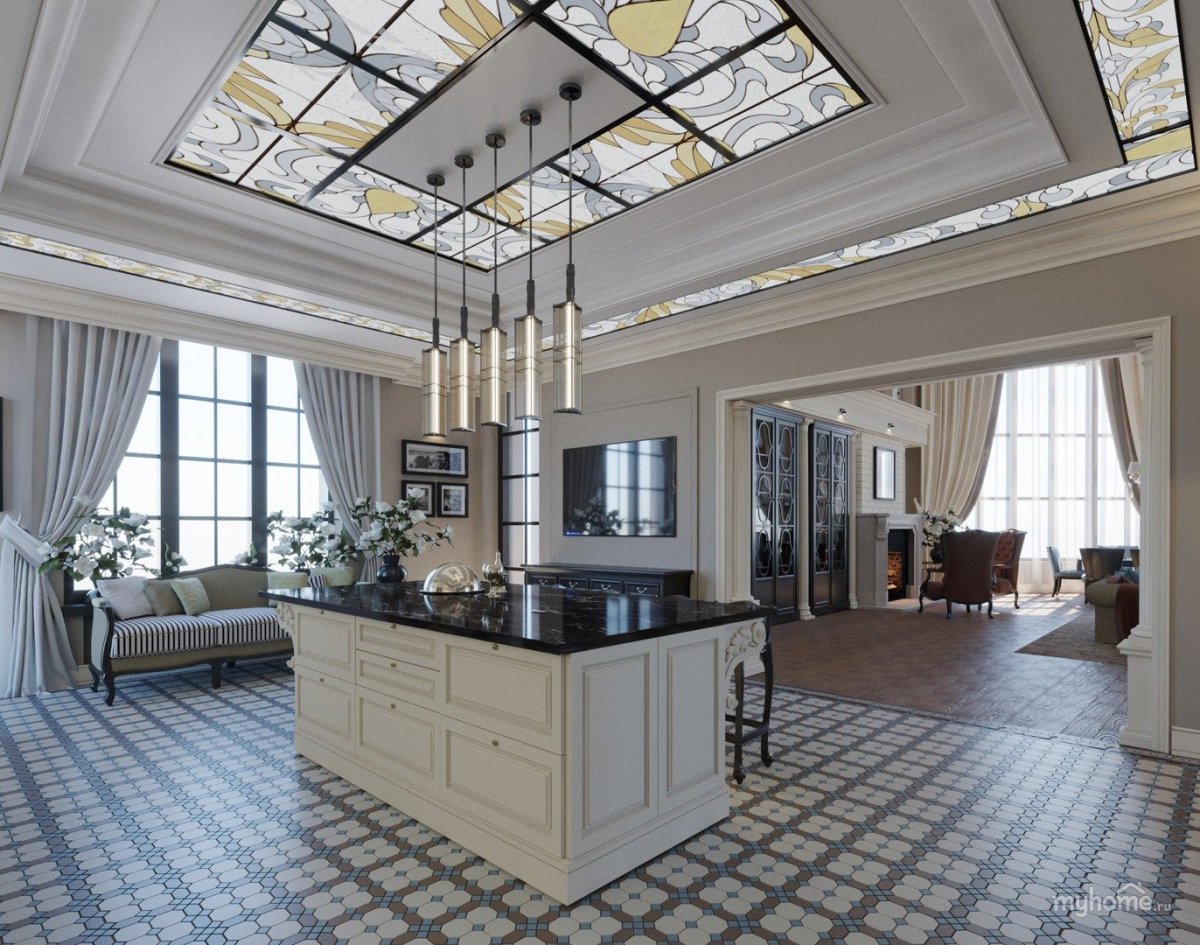 Кухня гостиная со вторым светом