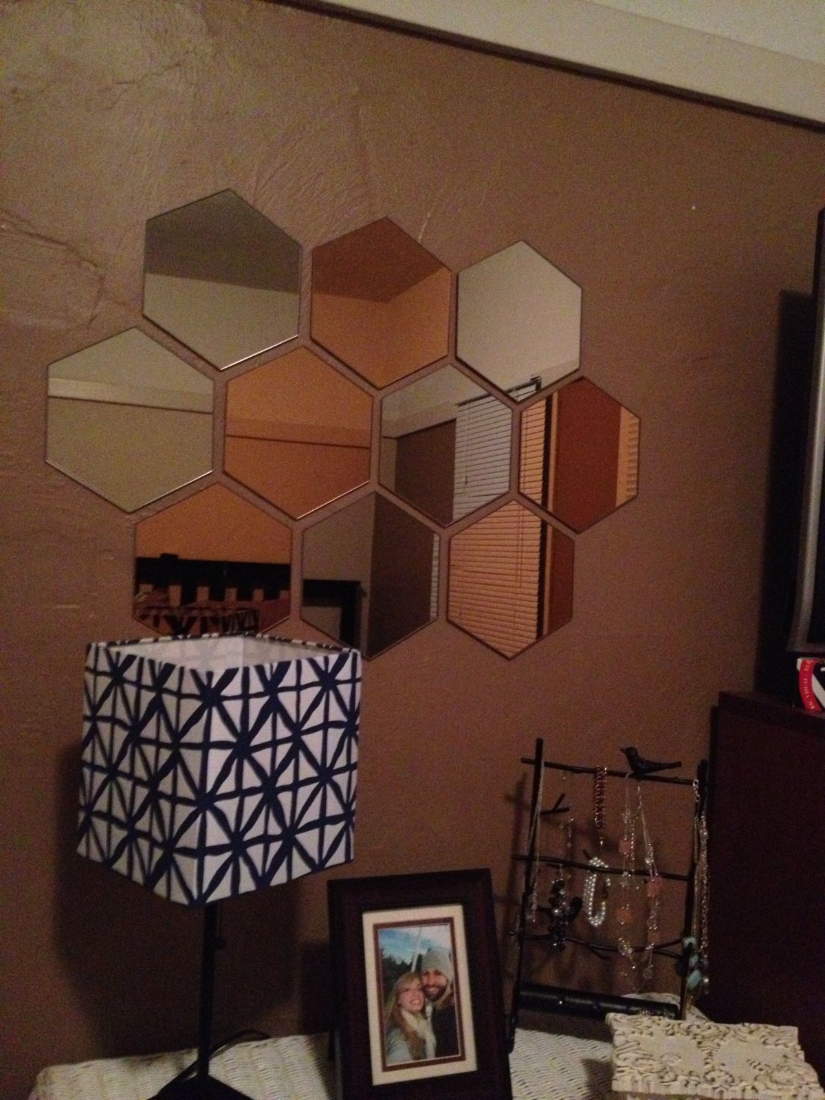 Зеркальные наклейки шестигранник