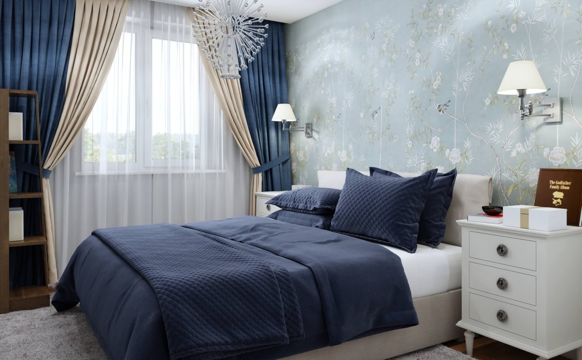 Небесно голубые шторы