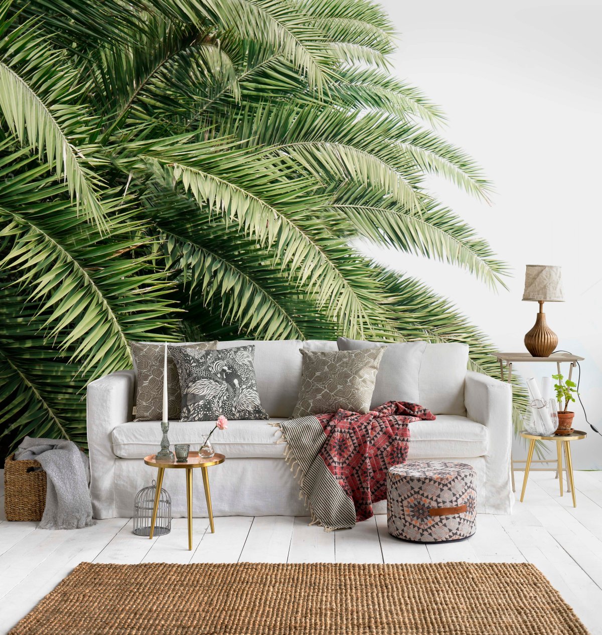 Обои листья пальмы в интерьере