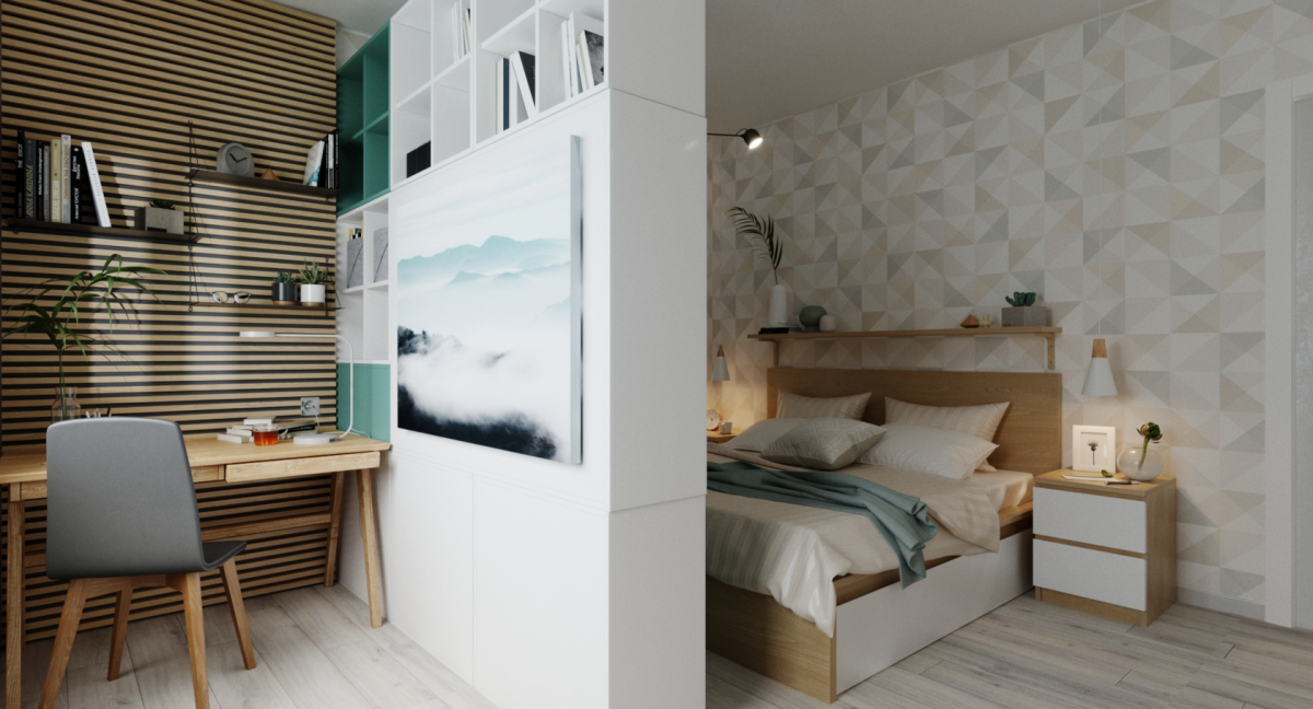 Спальня с гардеробной комнатой