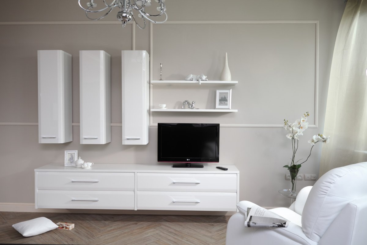 Белая гостиная в современном