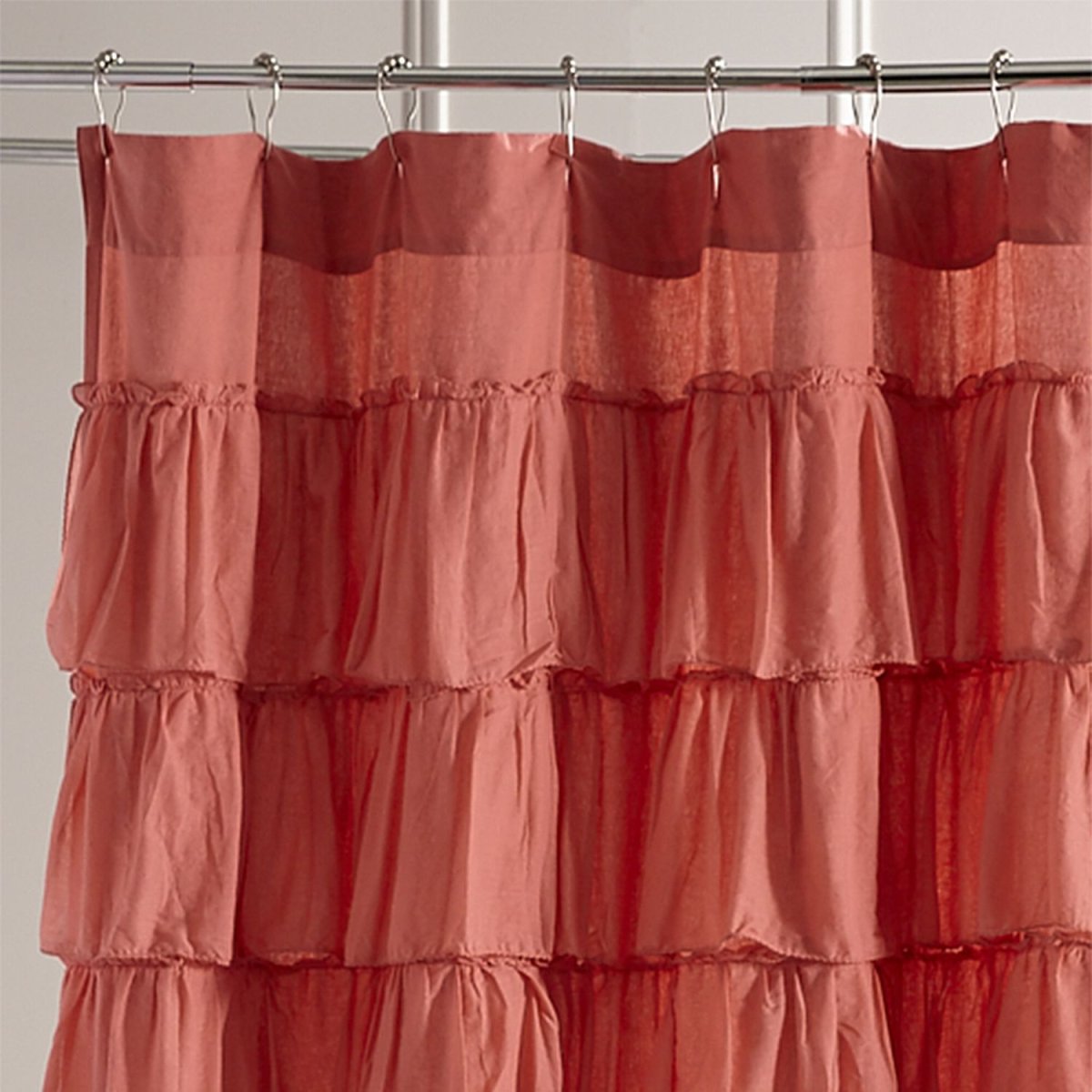 Коралловый шторы с оборками