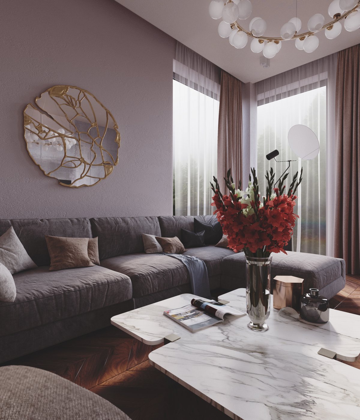 Диван серо коричневый