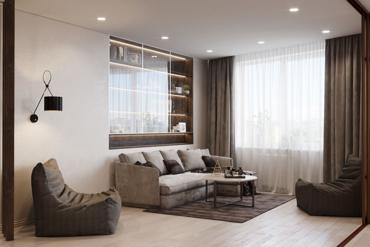 Гостиная в серых тонах