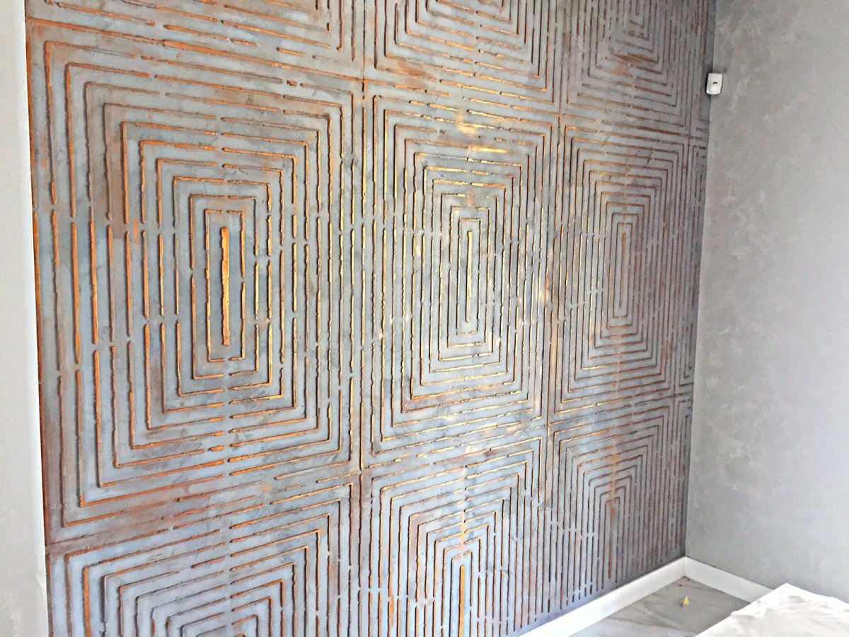 Декоративная штукатурка с геометрическими линиями